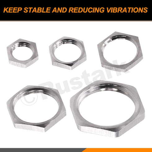 10Pcs 304 Stainless Steel Hex Female Thread Locknut Assortment Kit, 1/4 to 1 Inch NPT Hex Locknuts for Plumbing