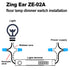 Zing Ear ZE-02A Rotary Dimmer Switch for Floor Torchiere Lamps, 500W Max, 120VAC Knob Switch Replacement Kit.