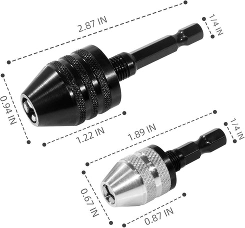 1/4 Inch Hex Shank Keyless Drill Chuck Quick Change Adapter Converter drill adapter Impact Drills Bits, Electric Tool Accessories (0.6-8mm,0.3-3.6mm)