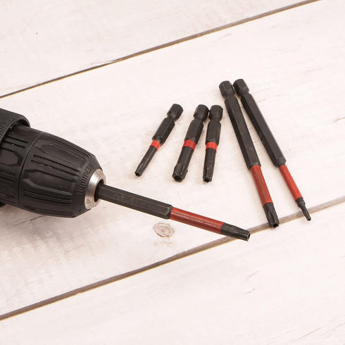 T25 Impact Rated Torx Bit, 1/4" Hex Shank, 2" Length Magnetic Security Star Screwdriver