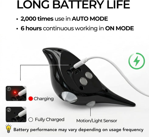 Obsidian Motion Sensor Night Light Indoor, Magnetic Wall Lamp, Rechargeable LED Bird Lamp, Wireless Stick On Light