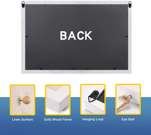 Miratino Cork Board Bulletin Board 16"x11" White Linen with Frame Pin Board Vision Board for Home Kitchen School Office