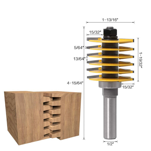 1/2 Inch Finger Joint Router Bit, Shank Glue Joint Router Bit Woodworking Milling Cutter for DIY Door Table Cabinet