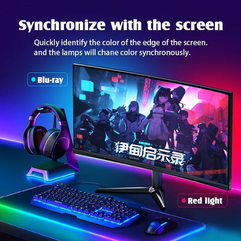 RZJSKJZM (27 inch) Monitor LED Backlights, LED Strip Light Sync with Screen Color/Music, Computer Light Bar Behind