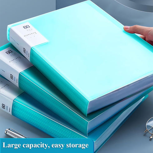 M&G 60 Pocket Binder with Plastic Sleeves, A4 Portfolio Folder with Clear Sheet Protectors for Artwork Office (Green)