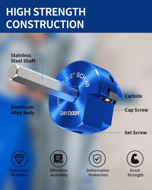 PVC Pipe Reamer 1-1/2'', Plastic Pipe Fitting Tool for Standard 1/2" Drill, Cleans Solvent Cement Residue