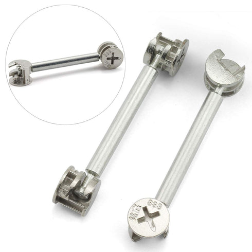 4Set Furniture Hardware Double End Head Rod Connection Cam Fittings Furniture Board Panel Connection Accessories 64mm