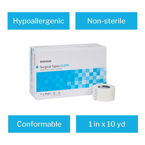 1 10 12 1 Pack McKesson Surgical Tape, Non-Sterile, Air Permeable Silk-Like Cloth, in x yd, Rolls