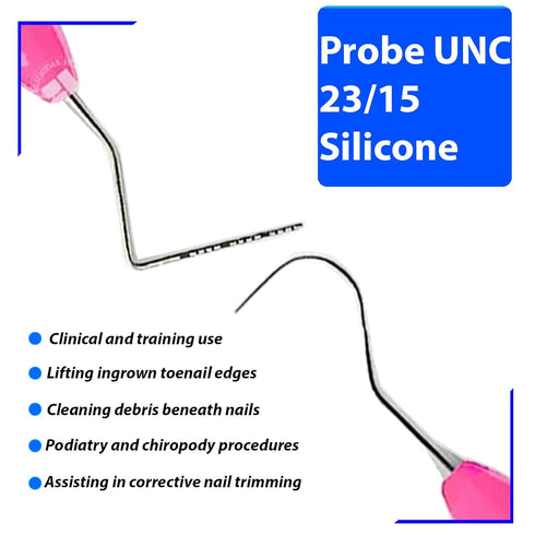 23/15 Probe UNC Pink Silicone Handle Stainless Steel Dental Periodontal Measuring Probe Professional Diagnostic