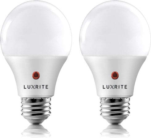 LUXRITE A19 LED Dusk to Dawn Light Bulbs Outdoor Lighting, 60 Watt