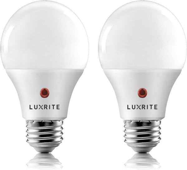 LUXRITE A19 LED Dusk to Dawn Light Bulbs Outdoor Lighting, 60 Watt