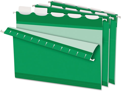 Pendaflex Ready-Tab Reinforced Hanging File Folders, Letter Size, Bright Green, 5 Tab, 25/BX (42626)