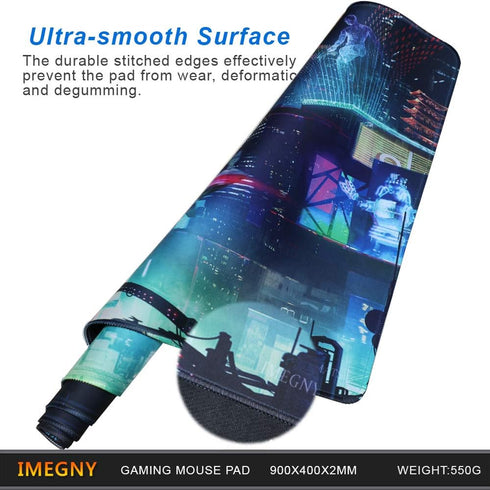 Extended Gaming Mouse Pad, Portable Mat for Keyboard & Mouse with Stitched Edges, 90x40