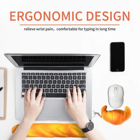 Soft Toast Bread Baguette Shape Anti-Skid Keyboard Wrist Rest Support & Mouse Wrist Support for Pain Relief