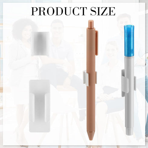 Outus 20 Pieces White Pen Holder Clip, 2 Sizes Adhesive for Desk Paint Brush Wall Computer Car