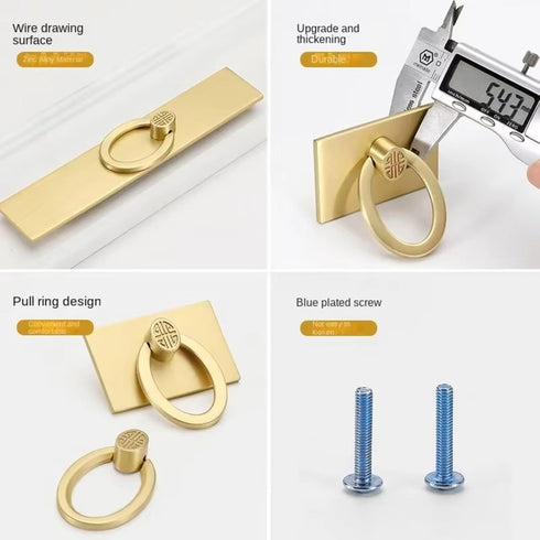 Aoleegatt Hardware(4147-S-Copper Gold Cabinet Pulls Solid Zinc Alloy Kitchen Cupboard Single Hole for Bedside Table