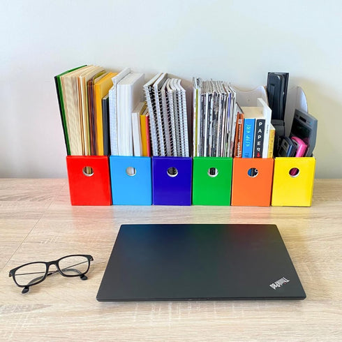 Evelots Magazine File Holder - Set of 24 Multi Color - Sturdy Cardboard Office Desk Organizer - Easy Assemble, Full 4