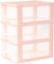 Desktop 3 Drawer Organizer - Pink Plastic Small Drawer Organizer for Office, Home, and Bathroom