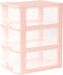 Desktop 3 Drawer Organizer - Pink Plastic Small Drawer Organizer for Office, Home, and Bathroom