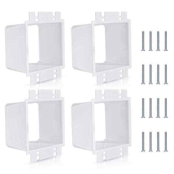 4pcs BE2-4 (2 Gang) Electrical Outlet Box Extender with 16pcs Screws, Heavy Duty Plastic Unit Receptacle Extender
