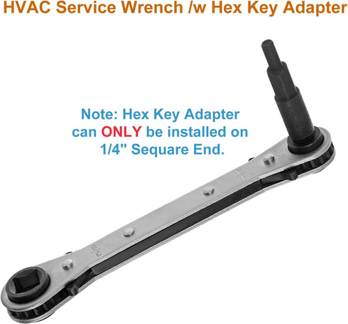 AC Ratchet Wrench with HVAC Hexagon Bit Adapter, Premium Service Tools for Refrigeration Equipment Repair (3/16 , 1/4 ,