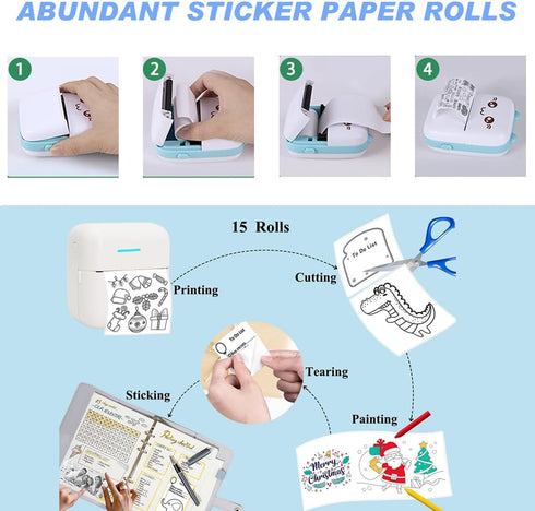 YSYONM 10 57 25mm Rolls Mini Thermal Printer Sticker Paper x Self-Adhesive for Mini Printer Sticker Maker Instant