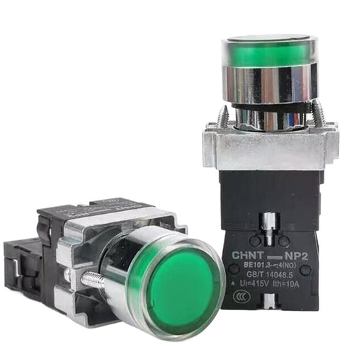 BOQZPZR 2Pcs NP2-BW3361 12V LED Start Switch Self Reset Nomally Open Button,Industrial Equipment