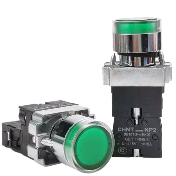 BOQZPZR 2Pcs NP2-BW3361 12V LED Start Switch Self Reset Nomally Open Button,Industrial Equipment