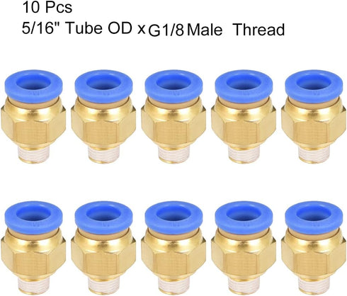 uxcell Straight Pneumatic Push to Quick Connect Fittings G1/8 Male x 8mm Tube OD, 8 Pcs