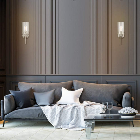 1-Light 51361, Bulb Globe Electric Cusco Wall Sconce, Brushed Nickel, Clear Glass Shade Not Included