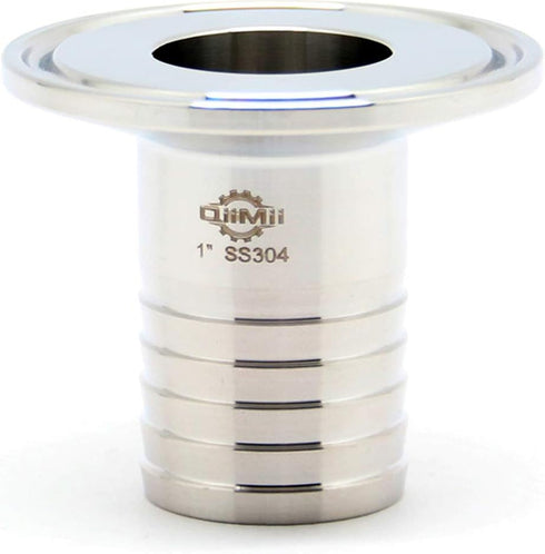 QiiMii SS304 1.5" Tri Clamp to 1" Hose Barbed Adapter, Sanitary Hose Pipe Fitting