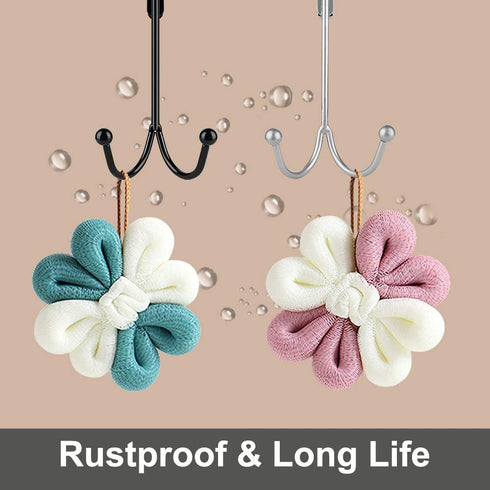 HFHOME 2 Packs Over The Door Double Hanger Hooks, Metal Twin Hooks Organizer for Coats, Hats, Towels - Silver