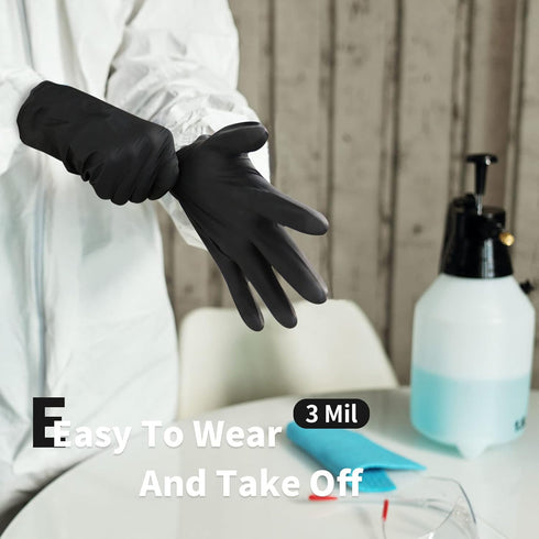 Powder-Free Nitrile Exam Gloves, 3 Mil Non-Sterile Disposable Cleaning Gloves, Latex Free Food Prep Cooking Gloves