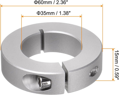 4pcs Shaft Collar 35mm Bore Aluminum Alloy Set Screw Split Clamp-On Collars, 60mm OD, 15mm Width, for Wheel Barrow Axle, Gearbox Assemblies, Machine Tools, Industry, Anodization