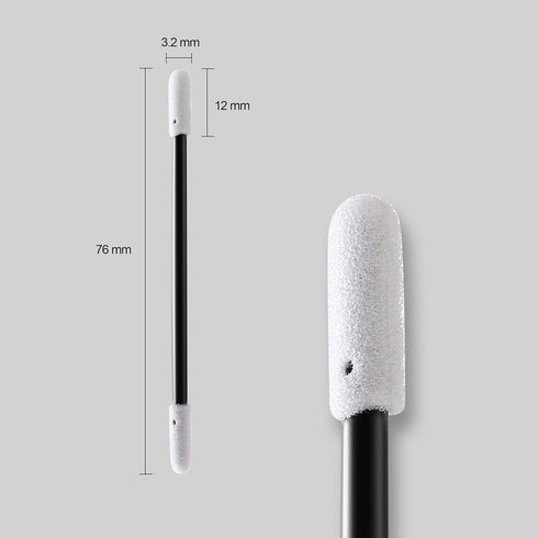 3" Foam Cleaning Swabs Dual Round Heads(200pcs, Black, 3.2 mm Double Heads, 76 mm Length), Double-Headed Q Tip Foam Swab Cleaning Sticks (D7220BLK)