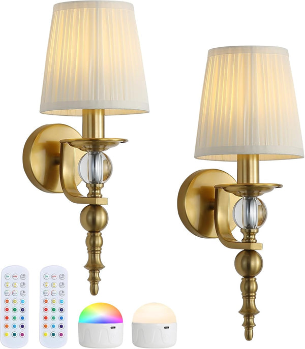 MEYIAENGIE Wireless Lights for Wall Indoor Set of 2, Rechargeable LED Wall Lamps