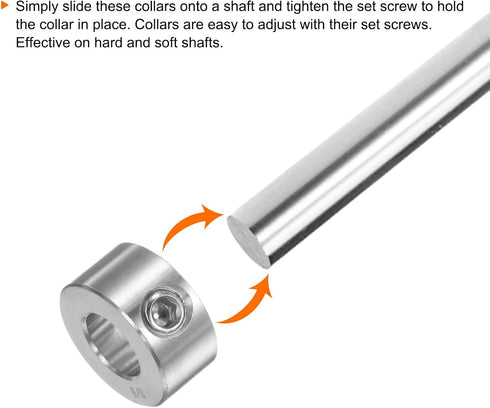 HARFINGTON 2pcs Shaft Collar 3/8" Bore, 304 Stainless Steel Set Screw Shaft Collars for Machine Tools