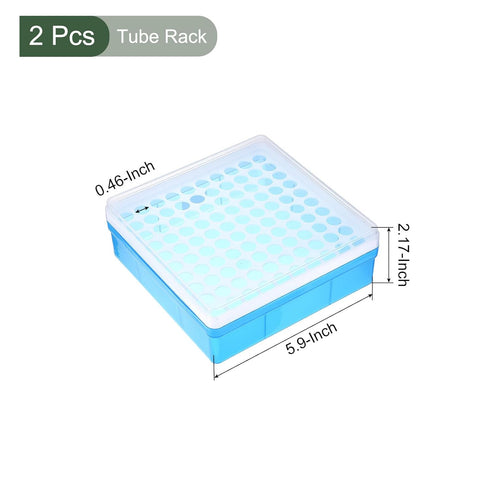 YOKIVE 2Pcs Tube Rack, Polypropylene Test Tube Rack Holder | Great for 1.5ml, 2ml Lab Test Tube(Blue, 100-Sockets)