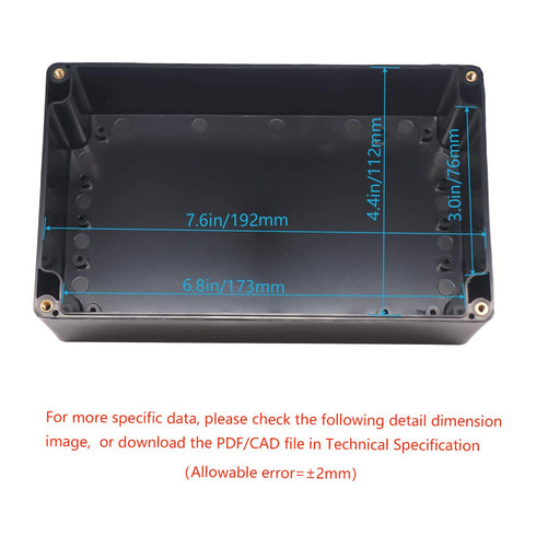 Zulkit Waterproof Plastic Project Box ABS IP65 Electrical Junction Box Enclosure Black 7.9 x 4.7 x 2.95 inch (200 x 120