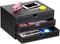 Ayunga Leather Desk Organizer with 3 Drawers, Executive Desktop Filing Cabinet for Jewelry, Bills, Documents (Black)