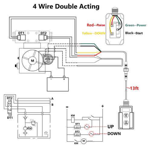 4 12V M-G018-4W mankk Wire Dump Trailer Remote Control Switch DC Up Down Control Switch Double Acting Hydraulic Pump
