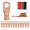 12PCS 2x3/8 Copper Ring Terminal Connectors, 2 AWG Heavy Duty Battery Cable Ends with 12 PCS 3:1 Heat Shrink Tubing for