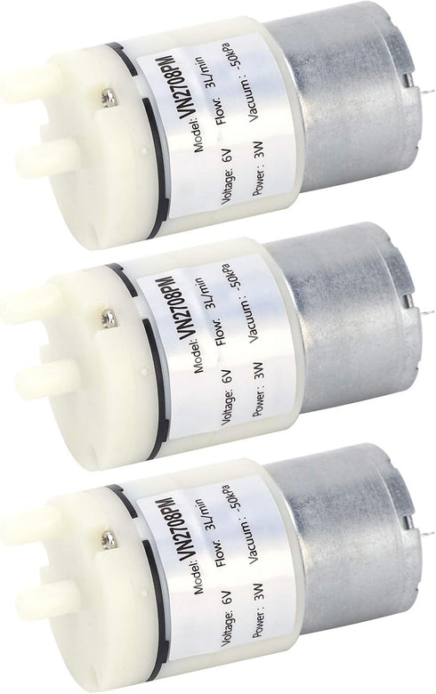 Walfront 3Pcs DC 6V Micro Diaphragm Pump, 3L/min Miniature Water Air Vacuum Motor for Fish Tank