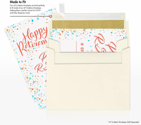 LUXPaper A2 Foil Lined Invitation Envelopes | Peel & Press | Natural w/Gold LUX Lining | 50 Qty