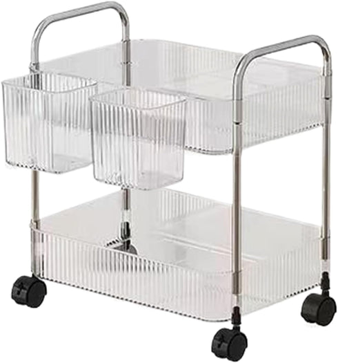 Generic Rolling Cart, Acrylic Multi-Layer Design, 1 Piece, Snack Trolley, Storage Cart, Lockable