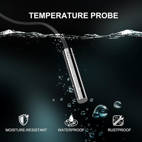 10K 3pcs, 1 3950 DROK Temperature Sensor Probe Meter Waterproof Temp Sensor Probe, Stainless Steel NTC Temp Sensor