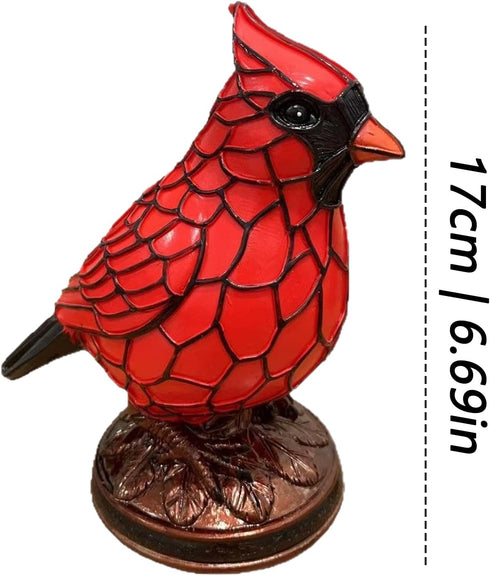 Generic Bird Desk Lamp, La-mp Stained Glass, Resin Cardinalis Night Light Christmas Decorations, for Tabletop Desktop