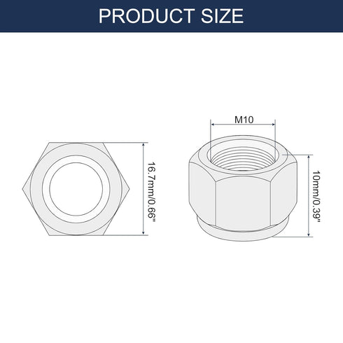 uxcell 50Pcs M10 x 1.5 Nylon Insert Hex Lock Nuts, 304 Stainless Steel Self-Locking Nylon Insert Stop Nut for Industrial Construction Fasteners, Black&Blue