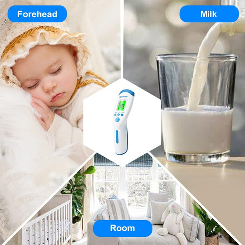 Berrcom Non-Contact Infrared Forehead Thermometer for Adults and Kids, 3-in-1 Digital Fever Thermometers with LCD