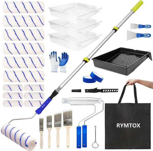 Rymtox 33PCS Paint Roller Kit with Extension Pole | 24 FT Pole |